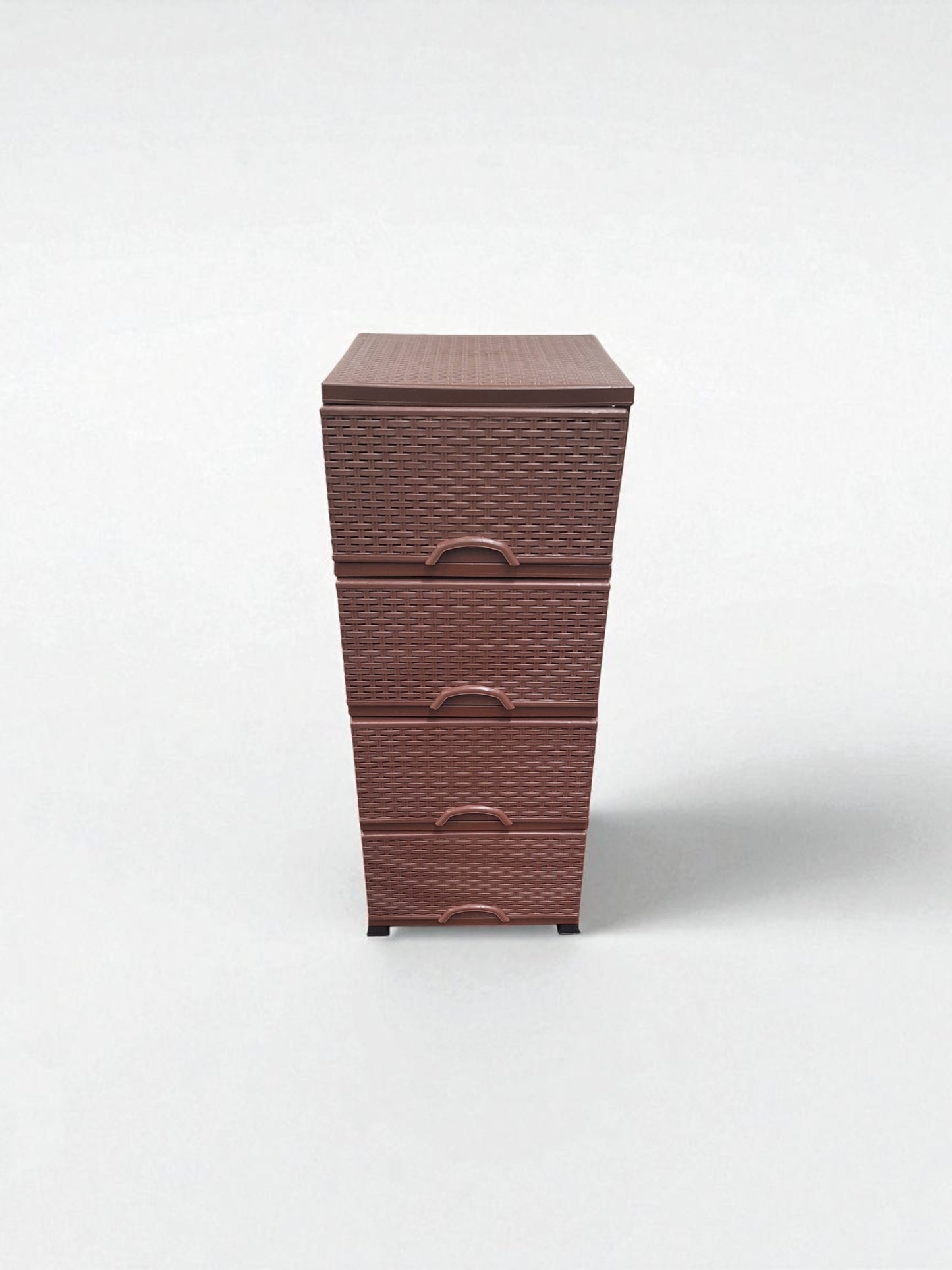 Kunststof Ladeblok met 4 Lades – Bruin Rattan Design – Opbergkast