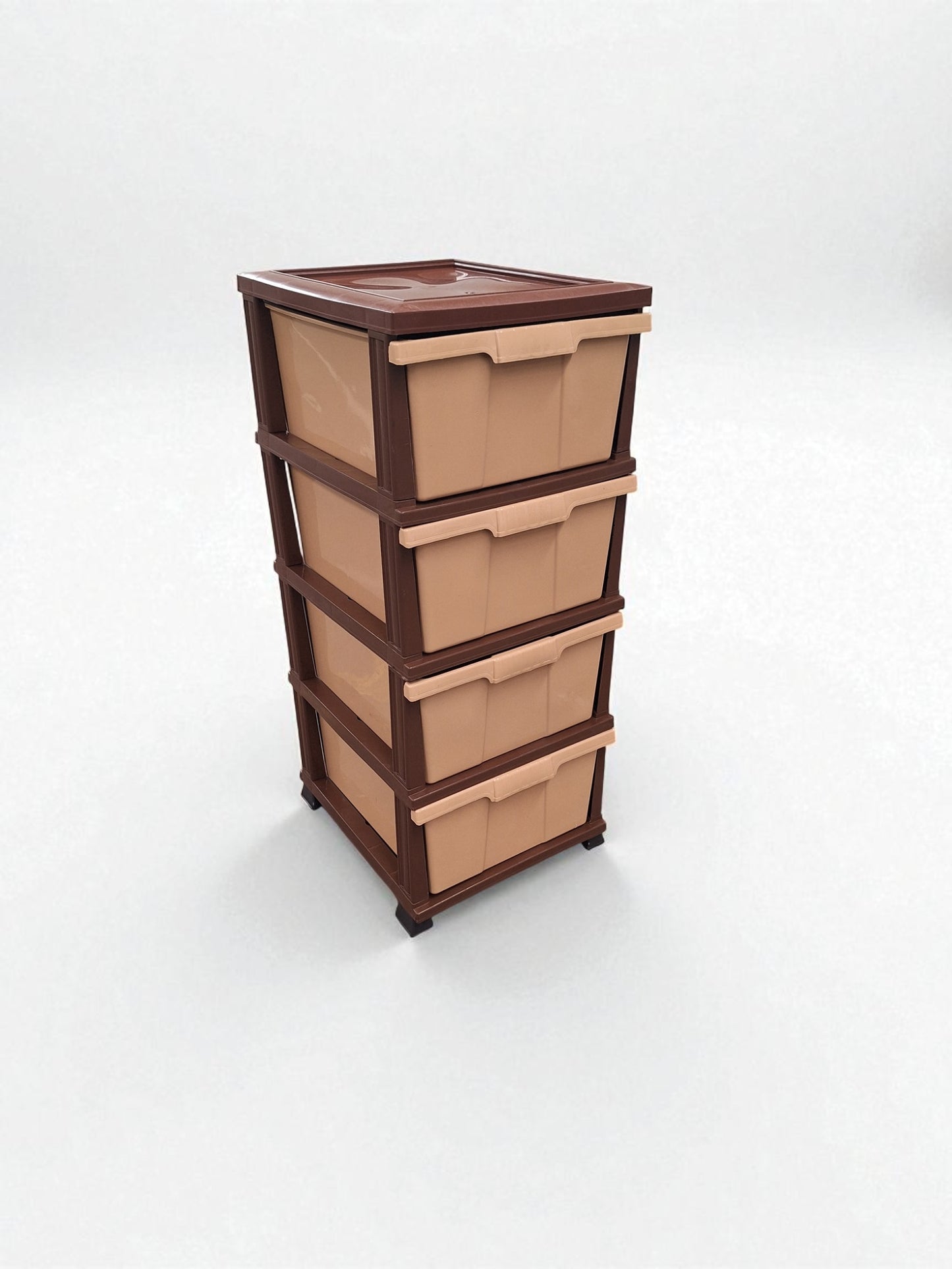 Kunststof Ladeblok met 4 Lades – Bruin/Beige – Opbergkast