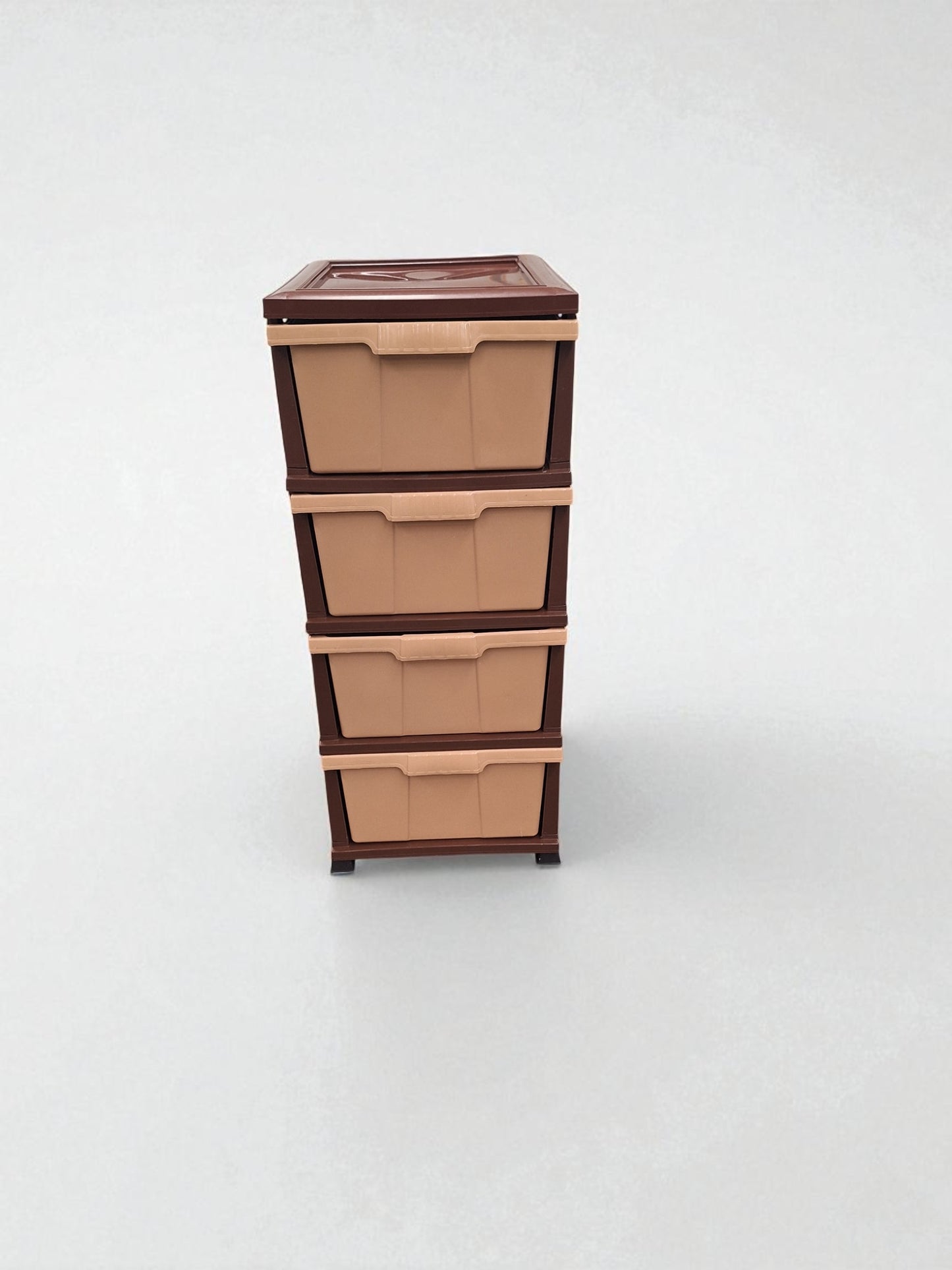 Kunststof Ladeblok met 4 Lades – Bruin/Beige – Opbergkast