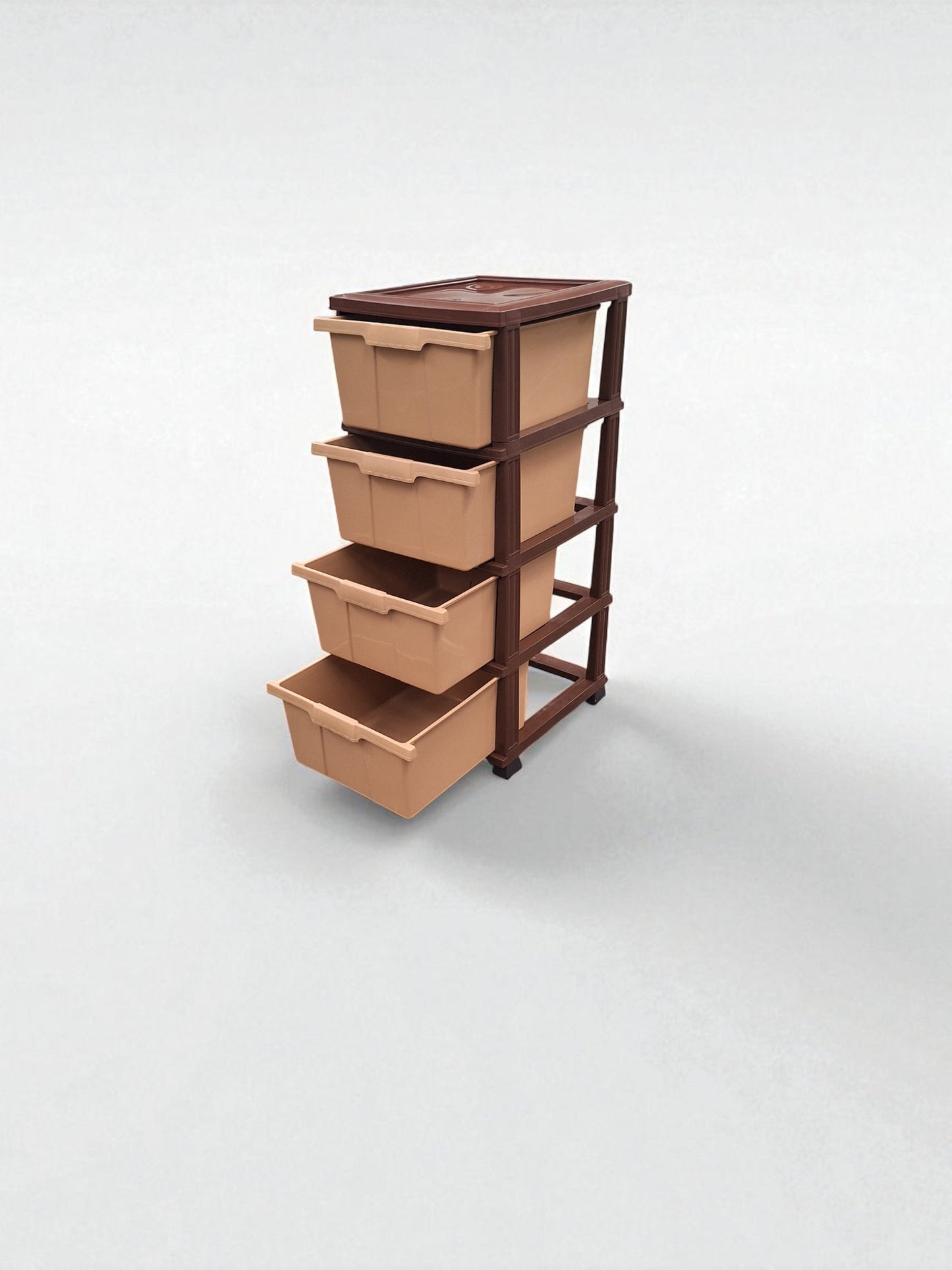 Kunststof Ladeblok met 4 Lades – Bruin/Beige – Opbergkast