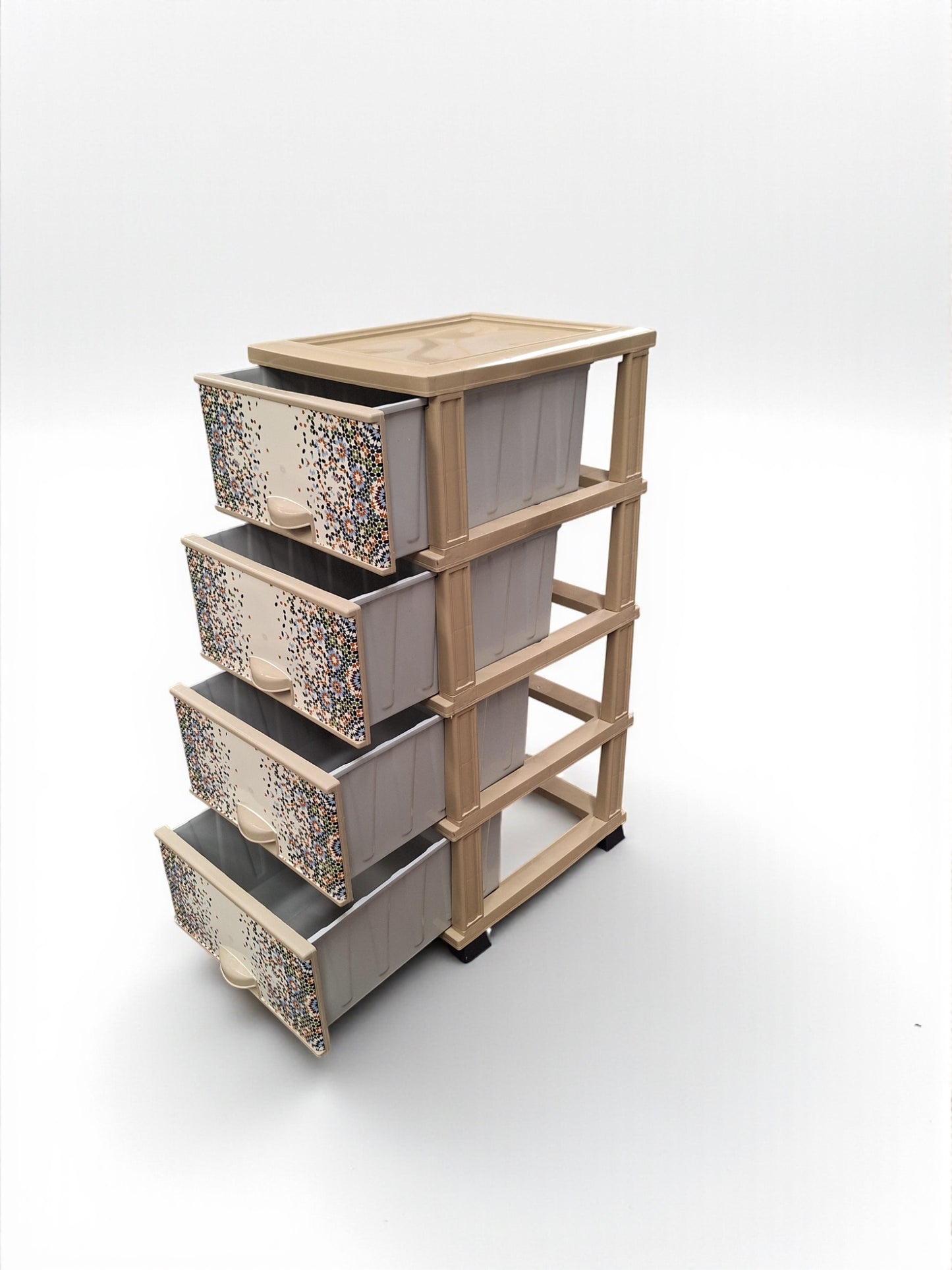 Kunststof Ladeblok – 4 Lades – Beige Mozaïek Design