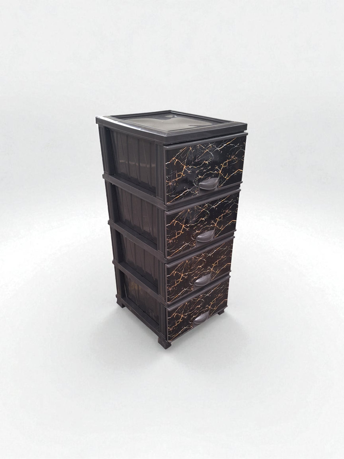 Kunststof Ladeblok met 4 Lades – Zwart Marmer Design – Opbergkast