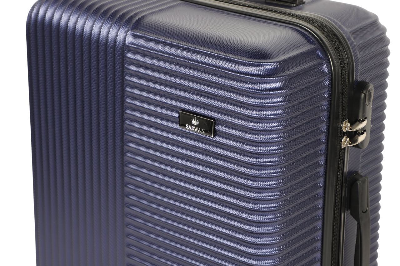 SARWAN Harde Kofferset 3-Delig – Blauw – Recht Lijn Design – Met TSA Slot