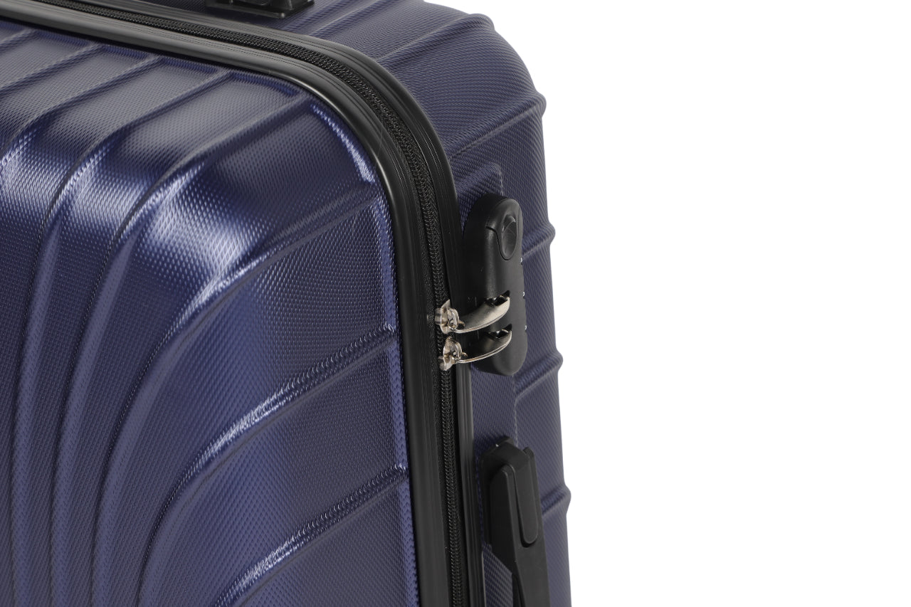 SARWAN Harde Kofferset 3-Delig – Blauw – Rond Lijn Design – Met TSA Slot