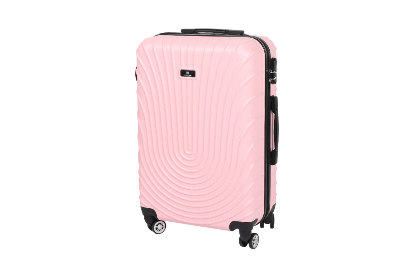 SARWAN Harde Kofferset 3-Delig – Roze – Rond Lijn Design – Met TSA Slot