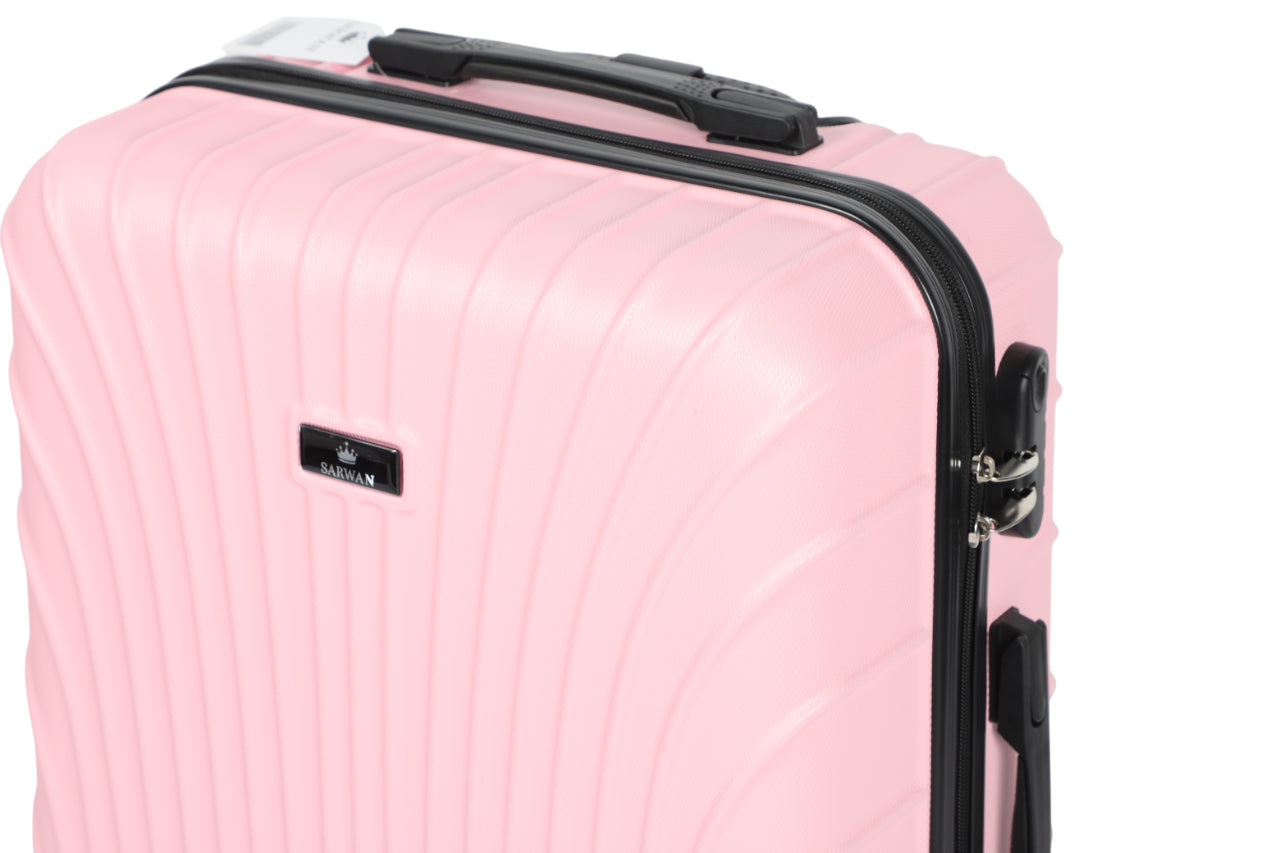 SARWAN Harde Kofferset 3-Delig – Roze – Rond Lijn Design – Met TSA Slot