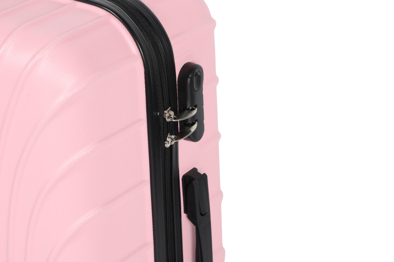 SARWAN Harde Kofferset 3-Delig – Roze – Rond Lijn Design – Met TSA Slot