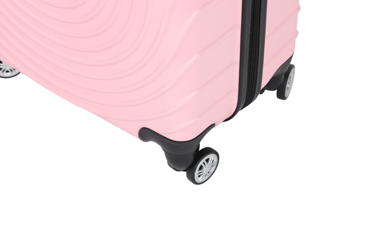 SARWAN Harde Kofferset 3-Delig – Roze – Rond Lijn Design – Met TSA Slot