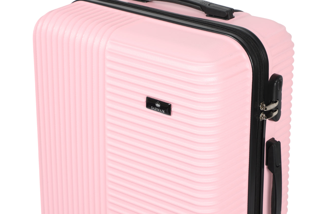 SARWAN Harde Kofferset 3-Delig – Roze – Recht Lijn Design – Met TSA Slot