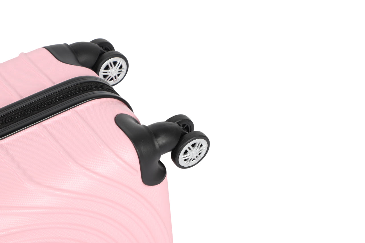 SARWAN Harde Kofferset 3-Delig – Roze – Rond Lijn Design – Met TSA Slot