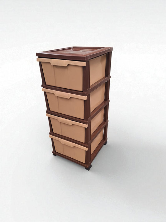 Kunststof Ladeblok met 4 Lades – Bruin/Beige – Opbergkast