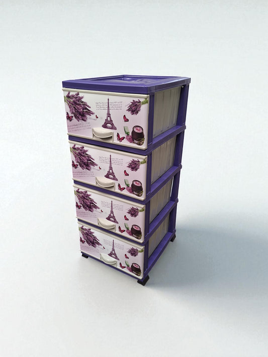 Ladeblok Lavendel Parijs – 4 Laden – Kunststof – Paars/Wit