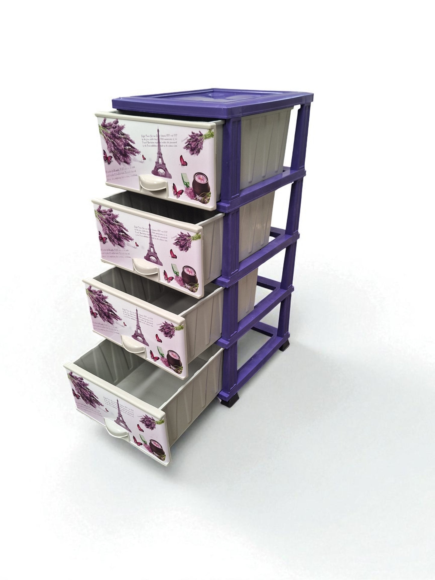 Ladeblok Lavendel Parijs – 4 Laden – Kunststof – Paars/Wit