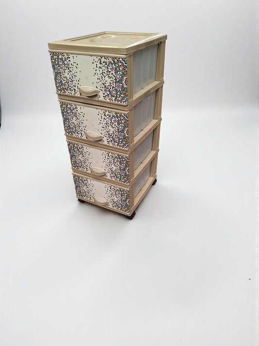 Kunststof Ladeblok – 4 Lades – Beige Mozaïek Design