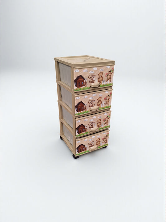 Kinderkast met Berenprint – 4 Lades
