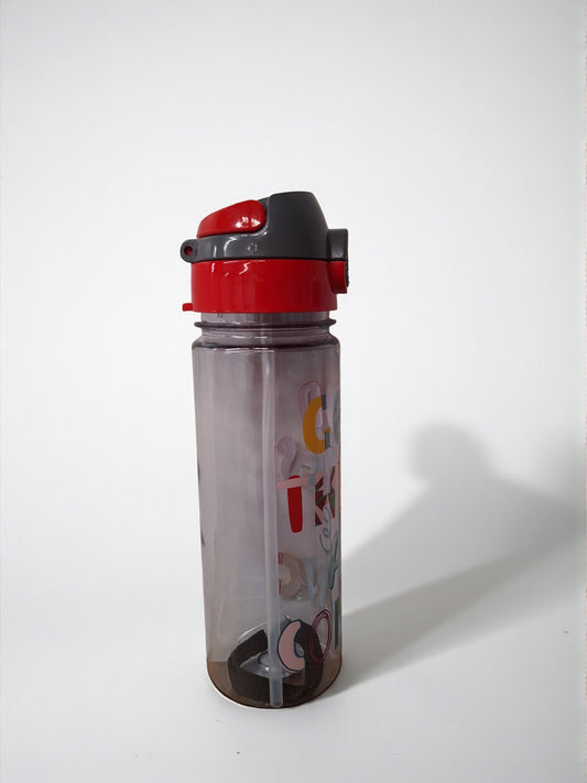 Kinder Drinkfles – Rood/Grijs – 750 ml – Met Rietje & Draaglus
