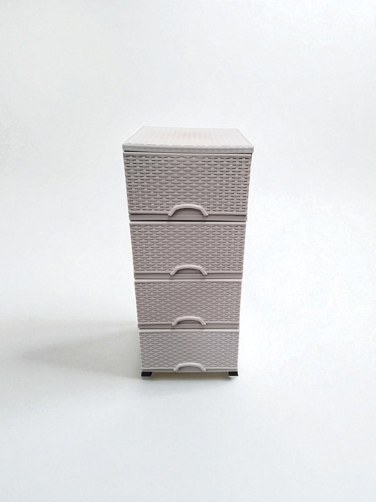 Kunststof Ladeblok met 4 Lades – Wit Rattan Design – Opbergkast