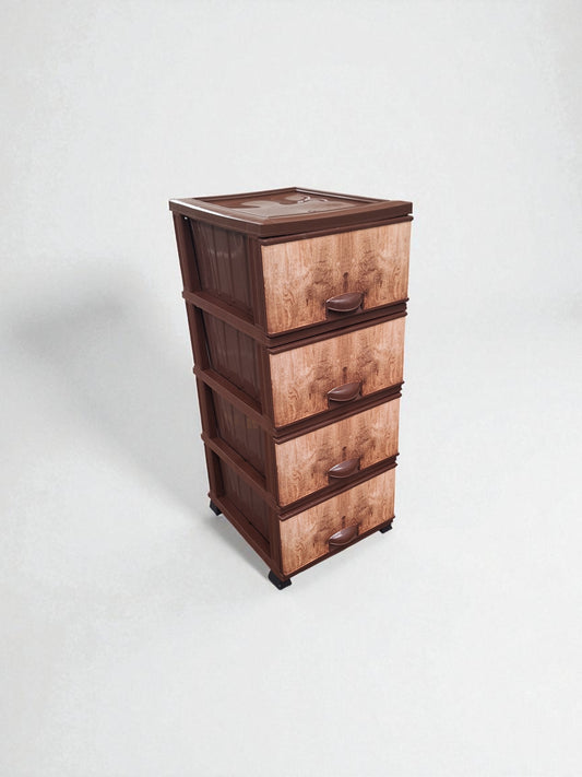 Kunststof Ladeblok met 4 Lades – Houtlook Bruin – Opbergkast
