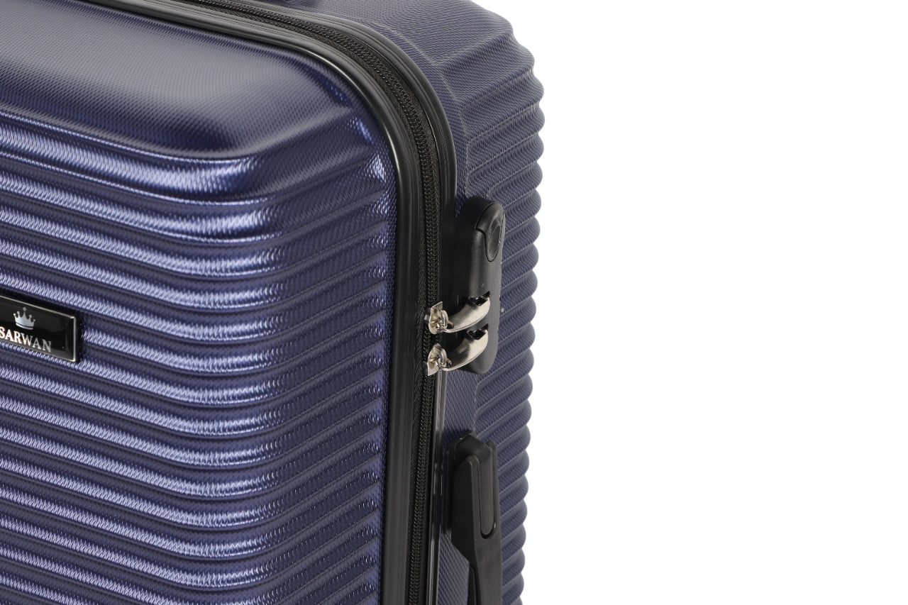 SARWAN Harde Kofferset 3-Delig – Blauw – Recht Lijn Design – Met TSA Slot
