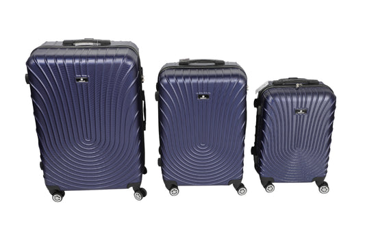 SARWAN Harde Kofferset 3-Delig – Blauw – Rond Lijn Design – Met TSA Slot
