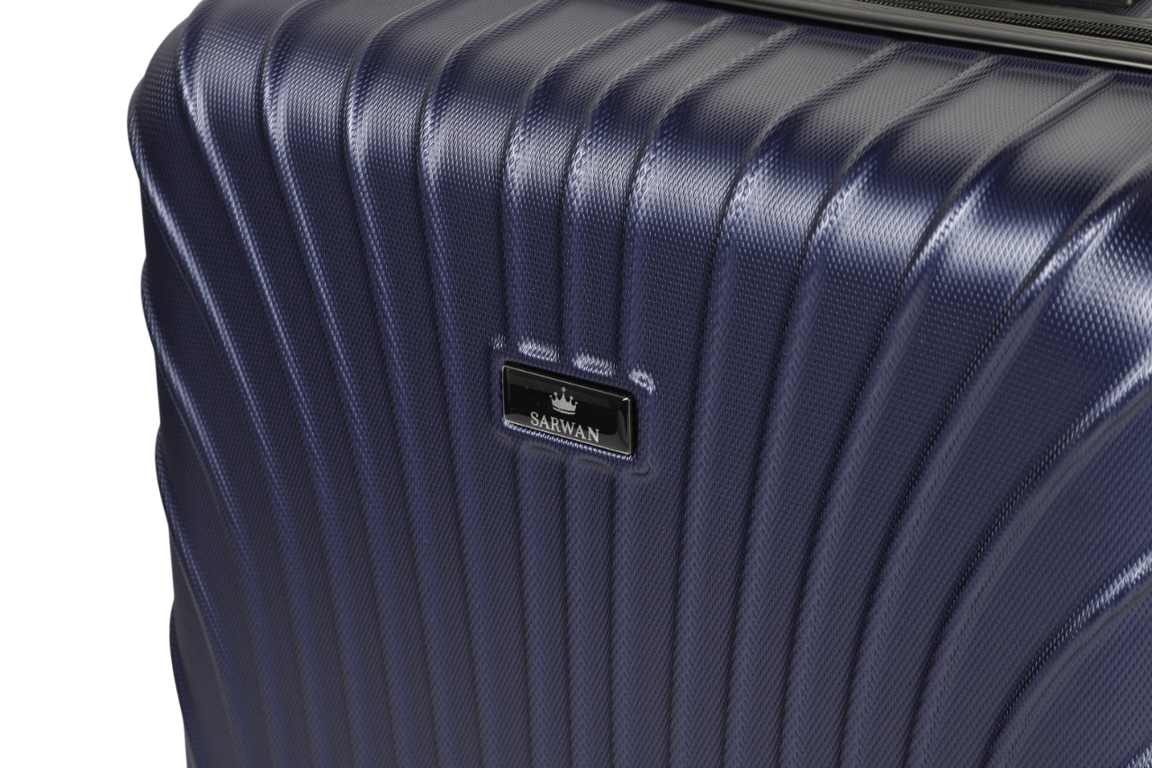 SARWAN Harde Kofferset 3-Delig – Blauw – Rond Lijn Design – Met TSA Slot