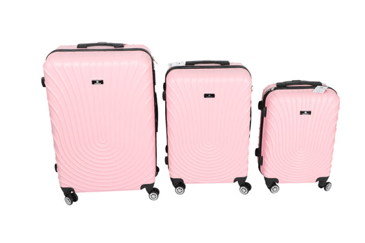 SARWAN Harde Kofferset 3-Delig – Roze – Rond Lijn Design – Met TSA Slot