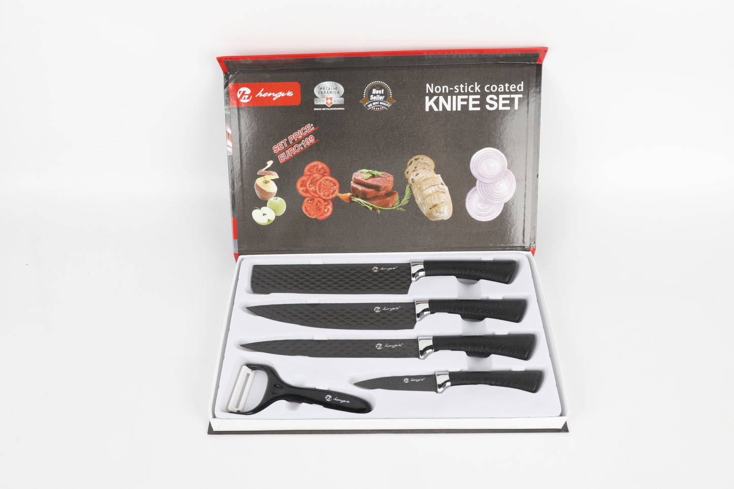 6-delige Messenset met Marmercoating