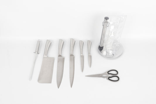 8-delige Messenset met Houder – Roestvrijstaal (Unique Germany)