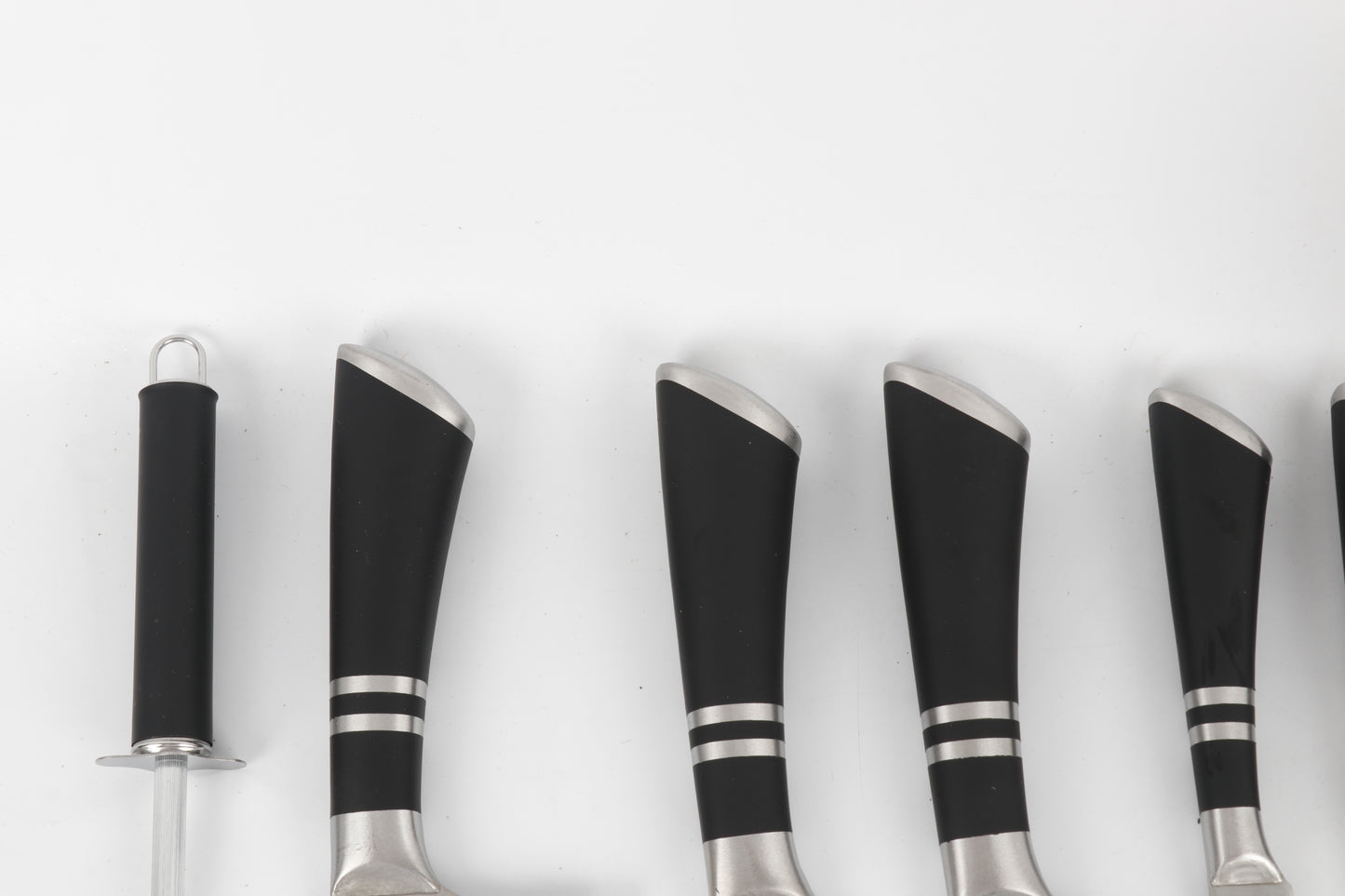 8-delige Messenset met Houder – RVS & Zwart Design