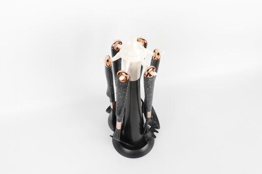 6-delige Keukengerei Set - Zwart/Roségoud