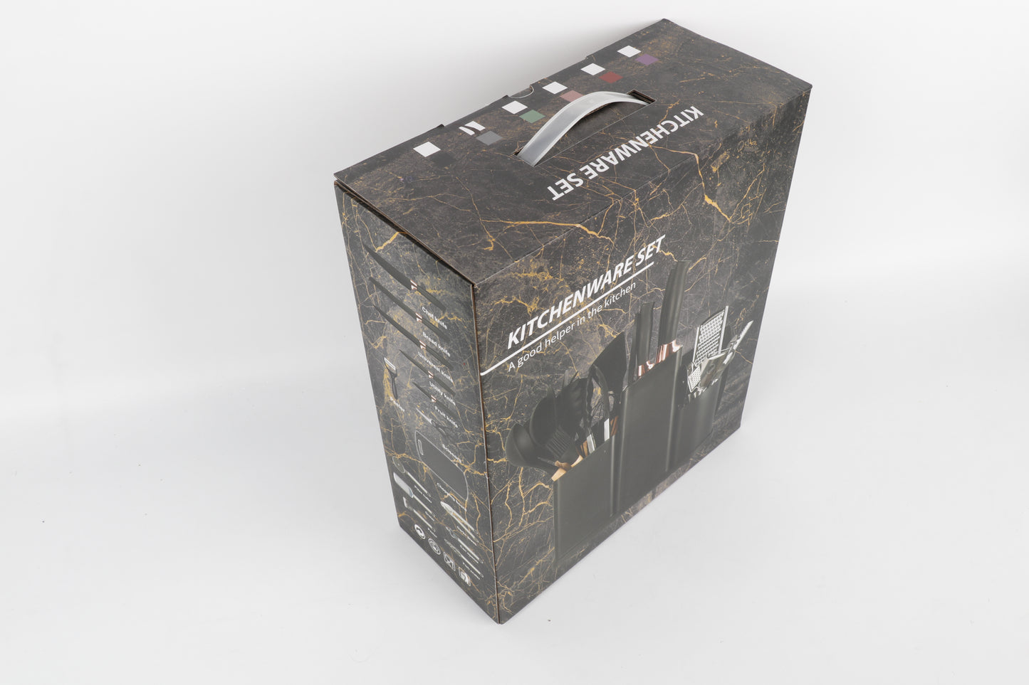 Keukenaccessoireset – 18-delig | Grijs met Houten Details