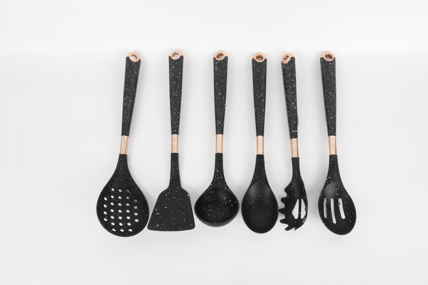 6-delige Keukengerei Set - Zwart/Roségoud